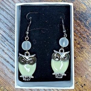 Owl Earrings- White